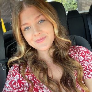 Max Studio Red Floral V-Neck Dress with White Flower Print